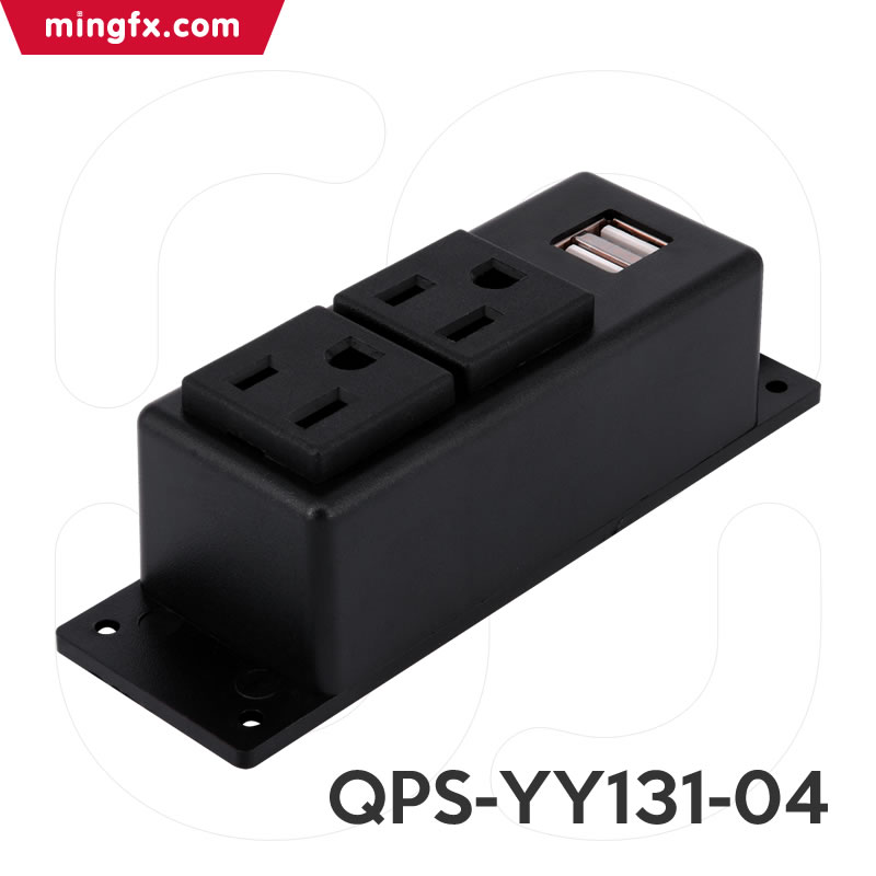 美规明装两位小插排带双USB充电口 QPS-YY131-04