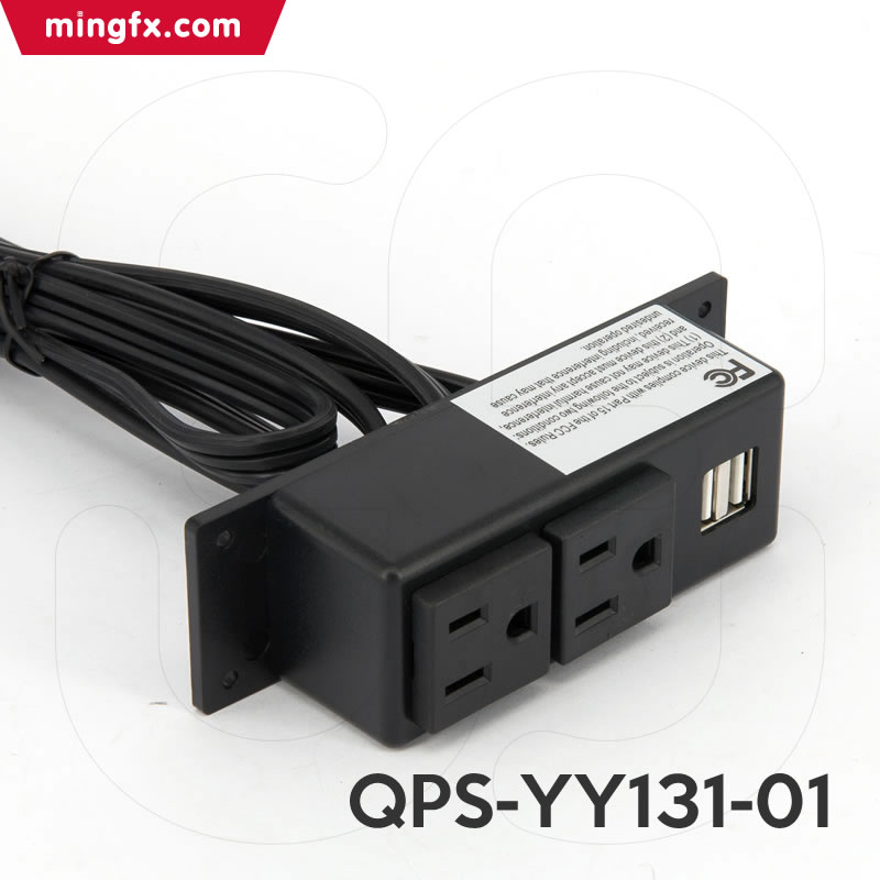 美规明装两位小插排带双USB充电口 QPS-YY131-01