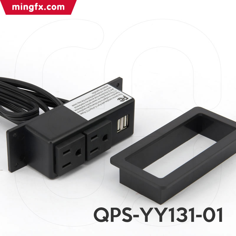 美规明装两位小插排带双USB充电口 QPS-YY131-01
