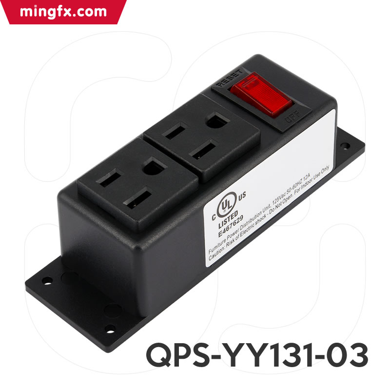 美规明装两位小插排带开关 QPS-YY131-03