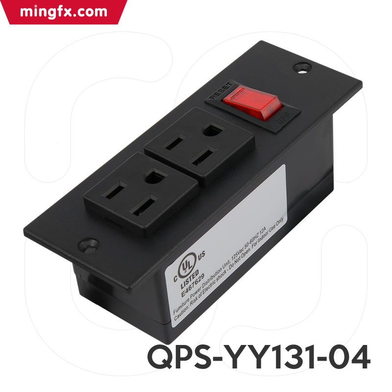 美规暗藏式两位小插排带开关 QPS-YY132-01