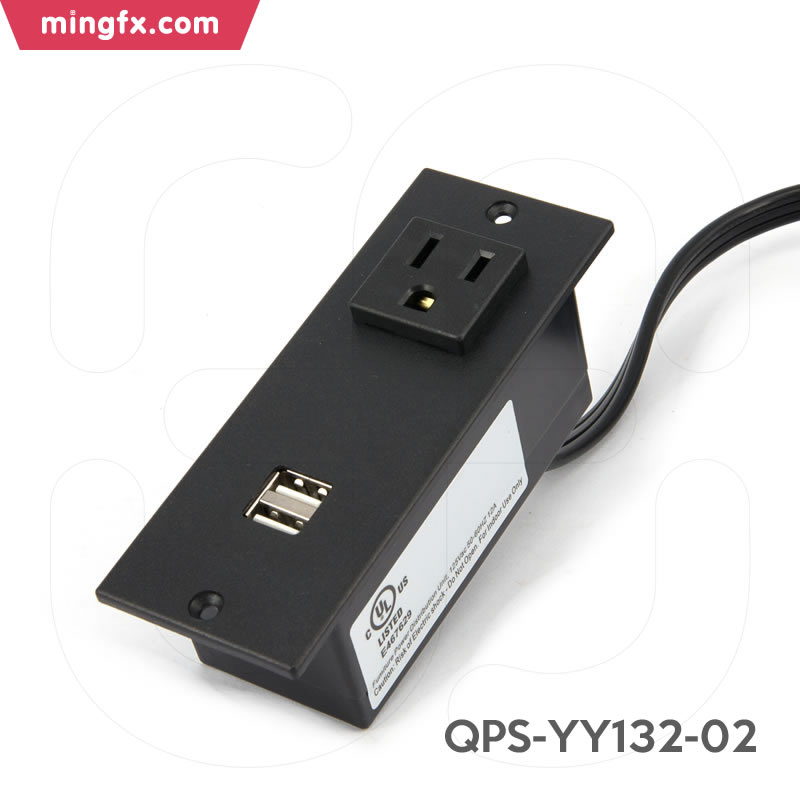 美规暗藏式一位小插排带双USB充电口 QPS-YY132-02