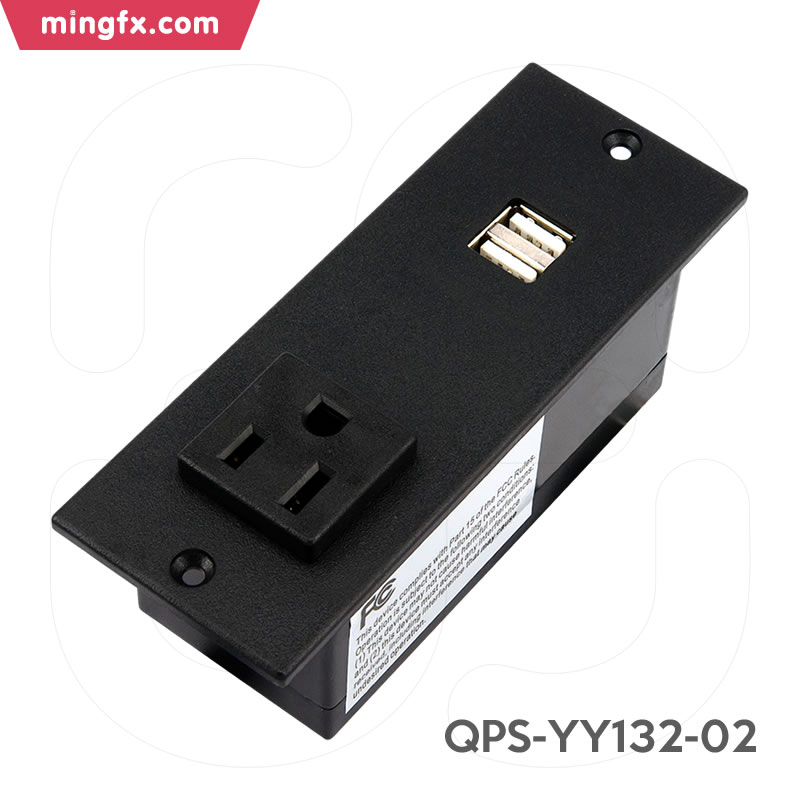 美规暗藏式一位小插排带双USB充电口 QPS-YY132-02