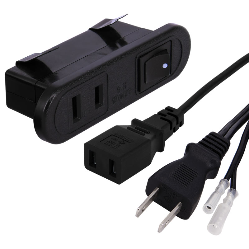 QPS-JP305_05 Recessed Mounted 1-outlets Socket With Light Switch QPS-JP305
