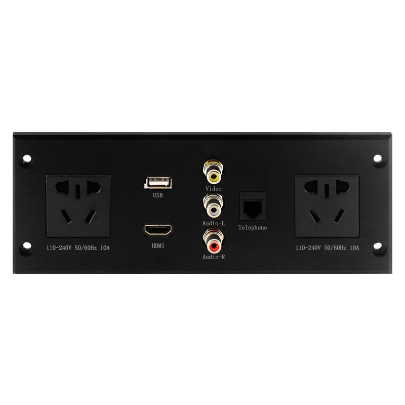两位暗装金属插座带USB/HDMI/AV和电话线接口 QPS-MT211