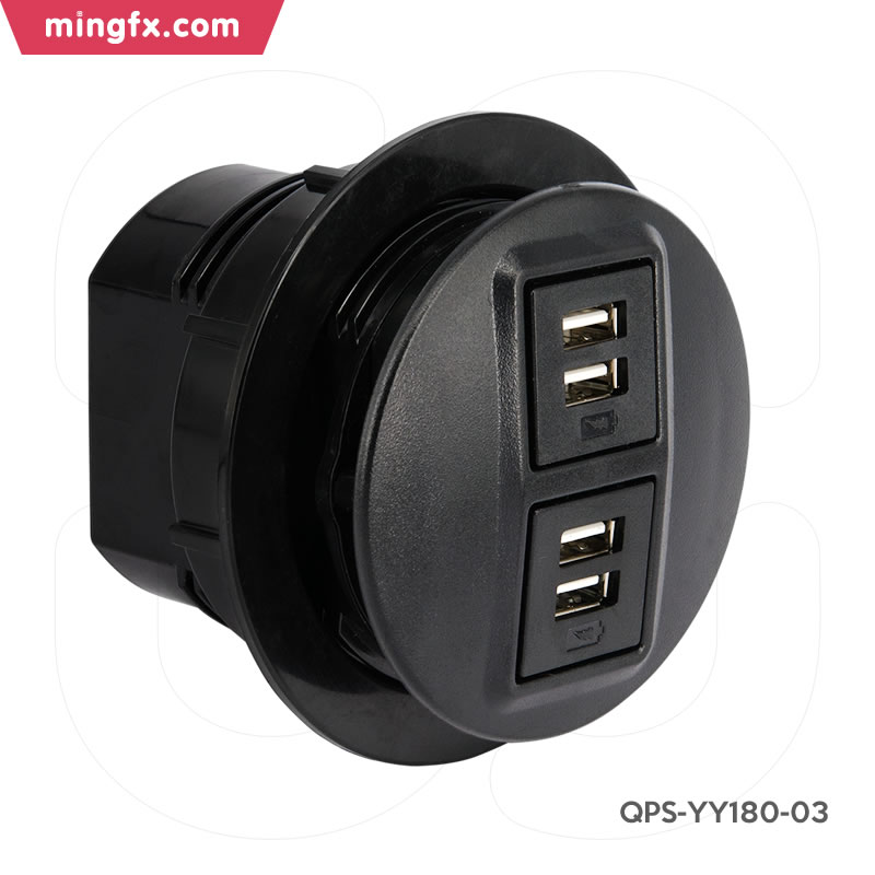 4 USB Ports Recessed Mounted Circular Socket QPS-YY180-03
