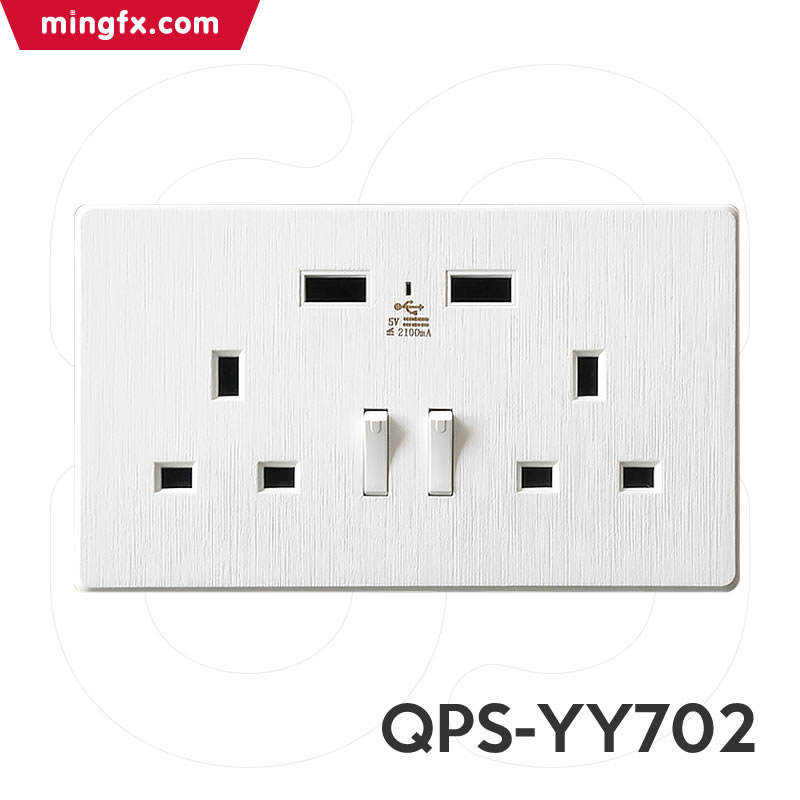 英规插座带开关和双USB插 QPS-YY702